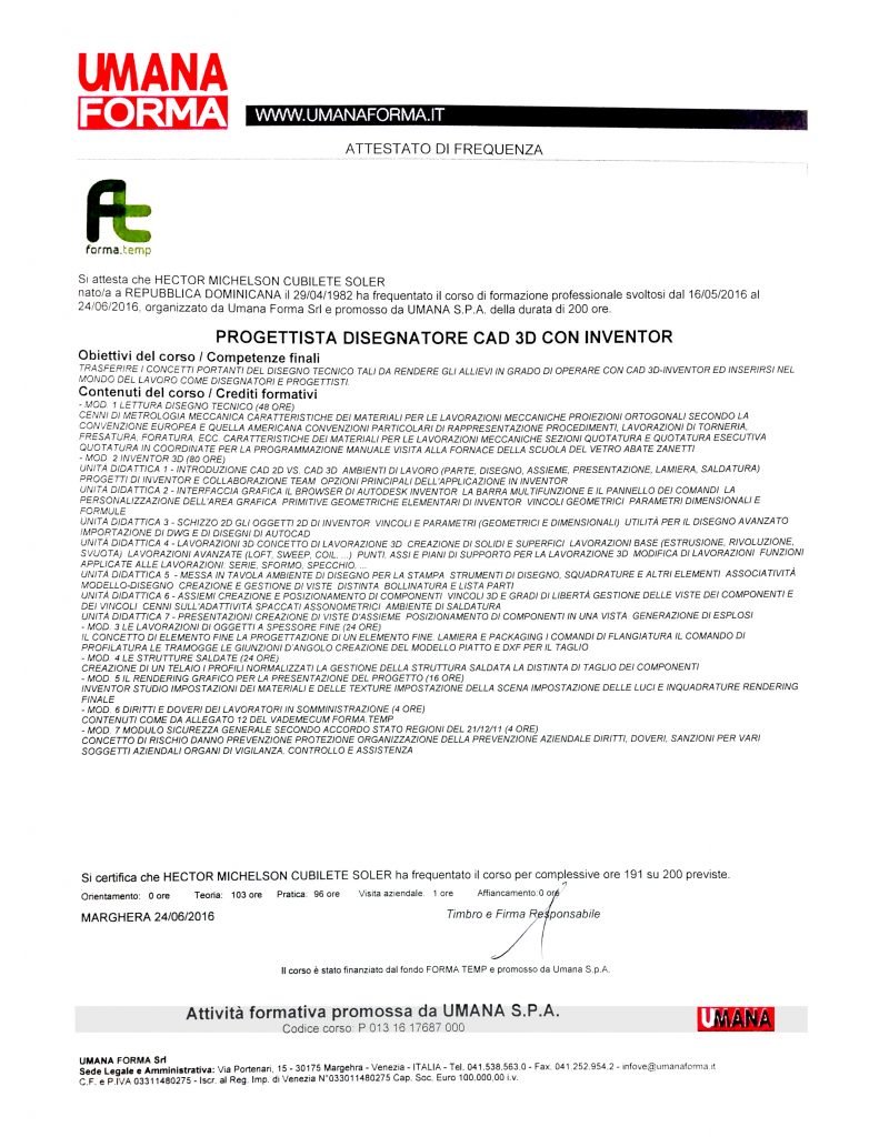ATTESTATA_UMANA FORMA_MICHELSON